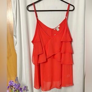 Sejour Red Tomato Lush Ruffled Women's Tank Top Size 18W-NWT